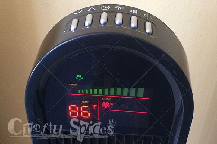 Ozeri 360 Tower Fan display