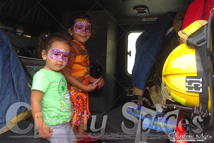 Kira & Kaylee In FireFighter truk