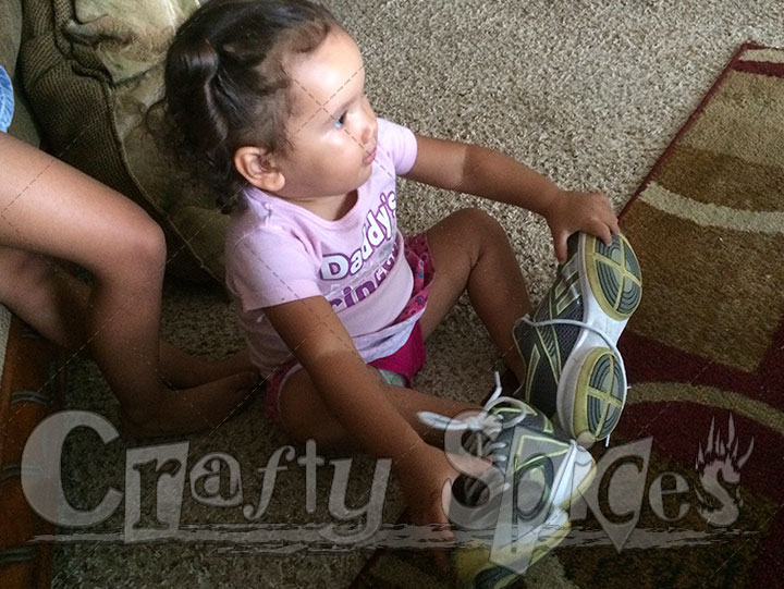 Kaylee loves to play with my shoes/ sneakers Kaylee loves to play with my shoes/ sneakers