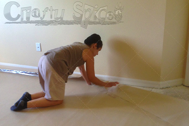 Kaylee's Baptism Me while Placing the underlayment